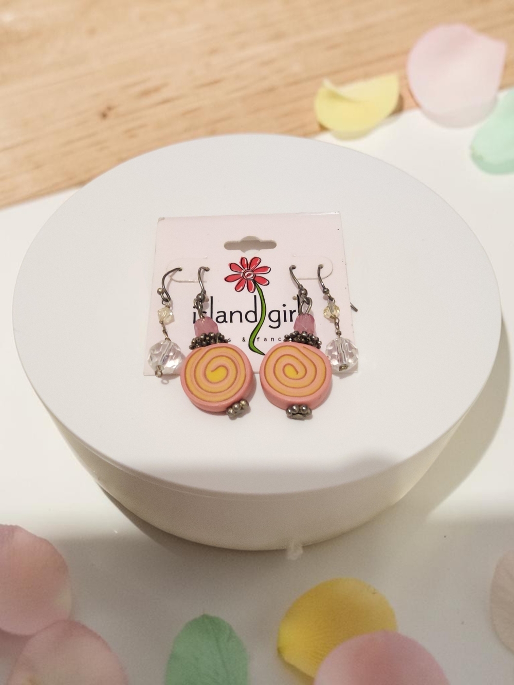 10 / $10 Pink & Yellow Swirl Drop Earrings